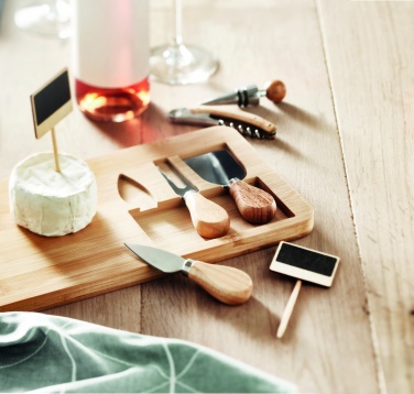 Logo trade advertising product photo of: Bamboo Cheese board set Leipzig