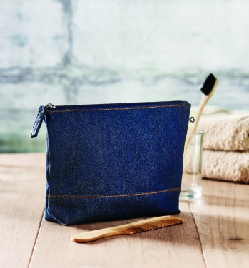 Logo trade promotional merchandise photo of: Recycled denim cosmetic pouch