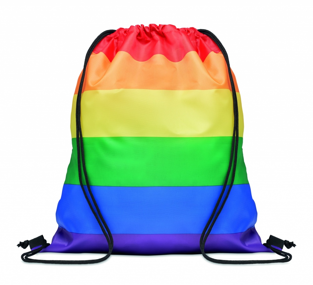 Logo trade promotional products image of: Rainbow RPET drawstring bag