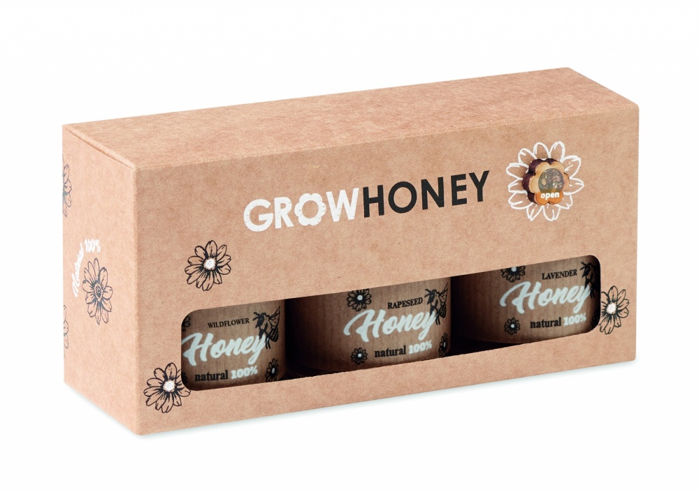 Logotrade advertising product picture of: Set of 3 wildflower honey