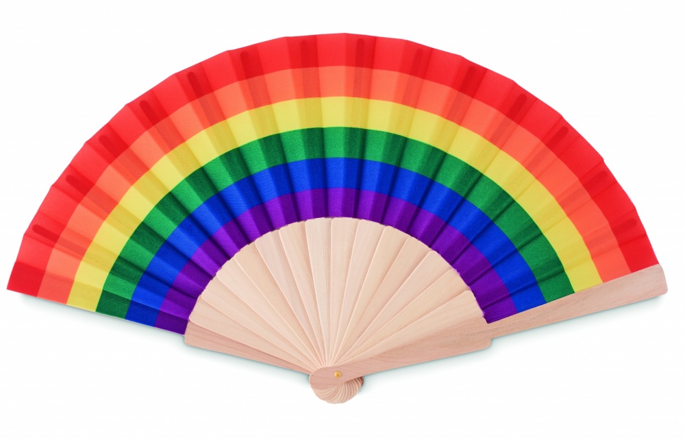 Logo trade promotional merchandise image of: Rainbow wooden hand fan