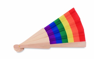 Logo trade promotional items image of: Rainbow wooden hand fan