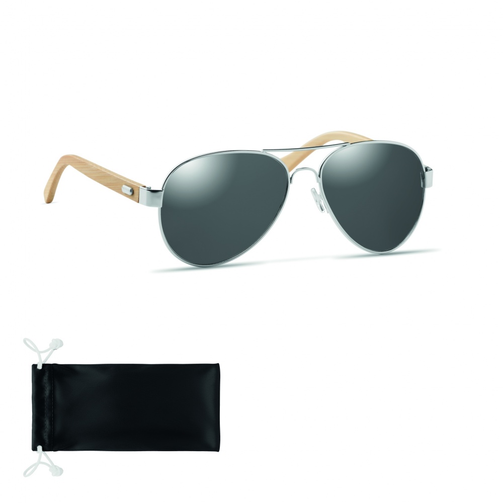 Logo trade corporate gifts picture of: Bamboo sunglasses in pouch