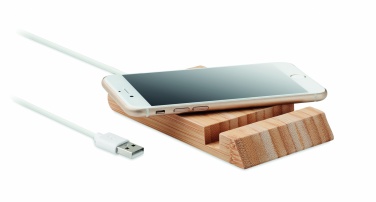 Logo trade promotional product photo of: Bamboo wireless charger  10W ODOS