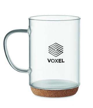 Logo trade promotional gifts image of: Glass mug 400ml with cork base