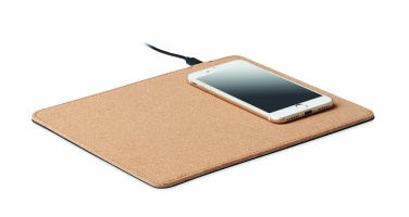 Logo trade business gift photo of: Cork mouse mat charger 15W