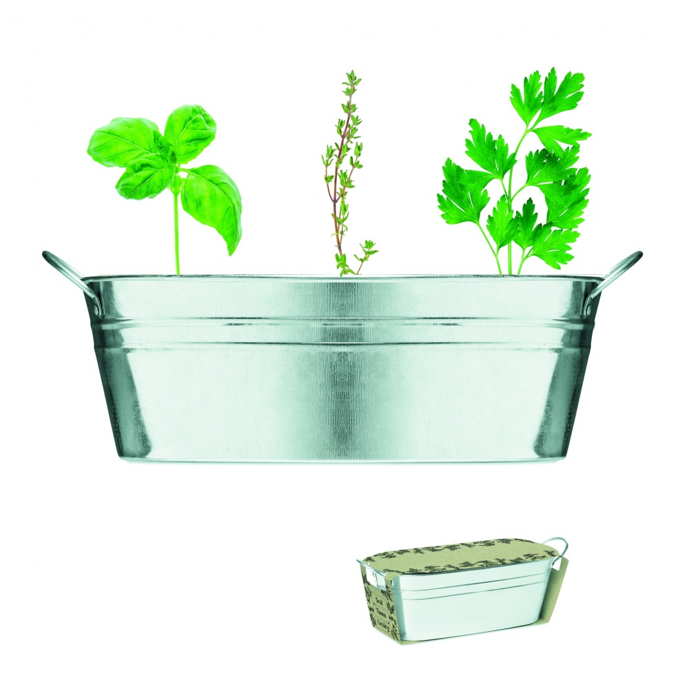 Logo trade advertising products picture of: Zinc tub with 3 herbs seeds