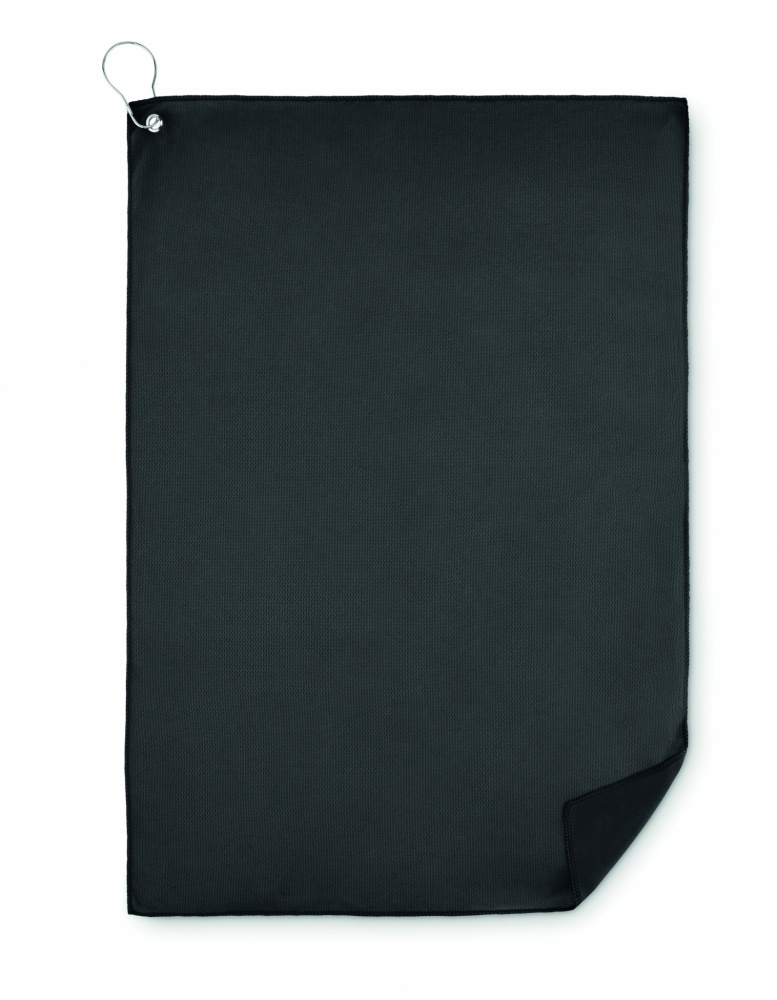 Logo trade promotional giveaway photo of: RPET golf towel with hook clip