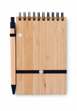 Logo trade promotional giveaways image of: A6 bamboo notepad with pen SONORABAM