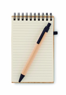 Logo trade promotional giveaways picture of: A6 bamboo notepad with pen SONORABAM