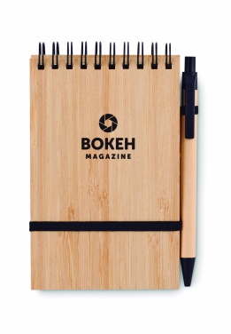 Logotrade advertising product picture of: A6 bamboo notepad with pen SONORABAM