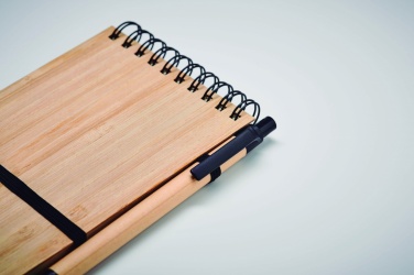 Logo trade promotional gift photo of: A6 bamboo notepad with pen SONORABAM