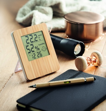 Logo trade corporate gifts image of: Bamboo weather station