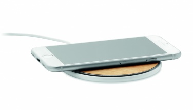 Logo trade corporate gifts image of: Bamboo wireless charger 10W