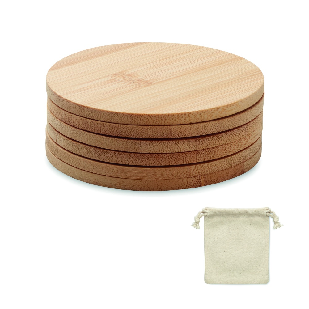 Logo trade promotional gifts picture of: Set of 6 bamboo coasters