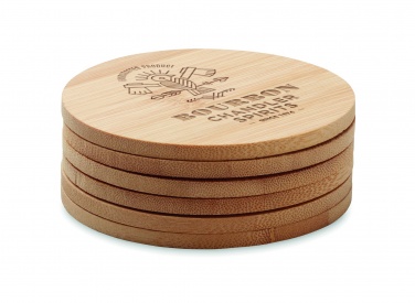 Logo trade advertising product photo of: Set of 6 bamboo coasters