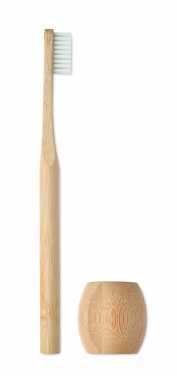 Logo trade corporate gifts image of: Bamboo tooth brush with stand