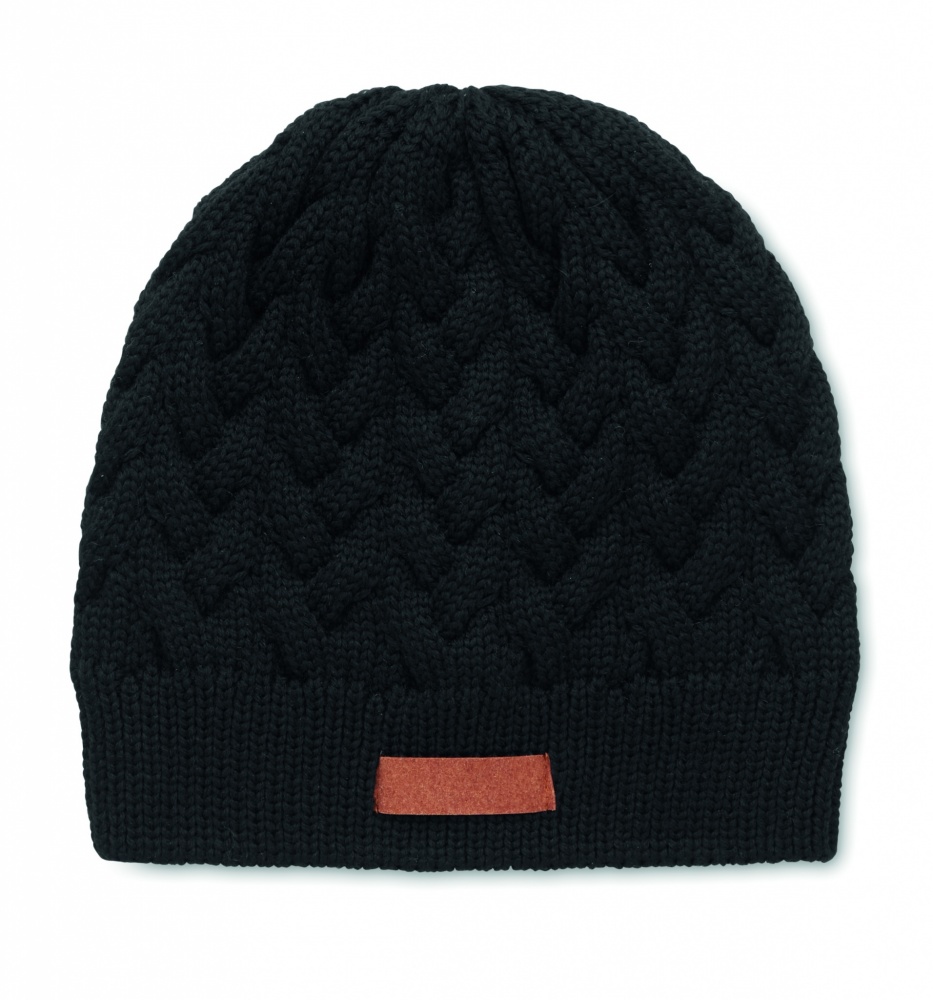 Logotrade promotional products photo of: Cable knit beanie in RPET