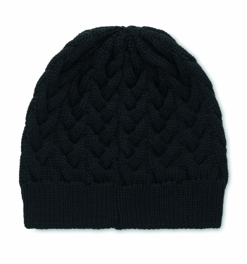 Logo trade promotional giveaways picture of: Cable knit beanie in RPET