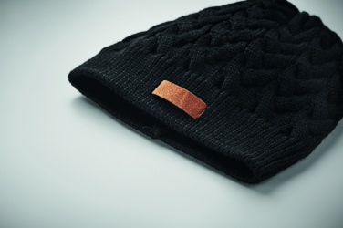 Logo trade advertising products image of: Cable knit beanie in RPET