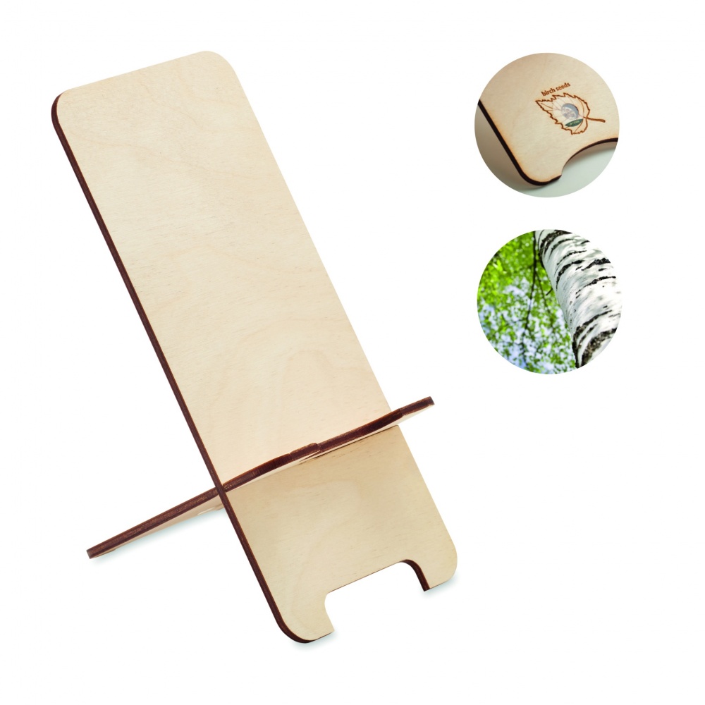 Logo trade promotional gifts picture of: Birch Wood phone stand