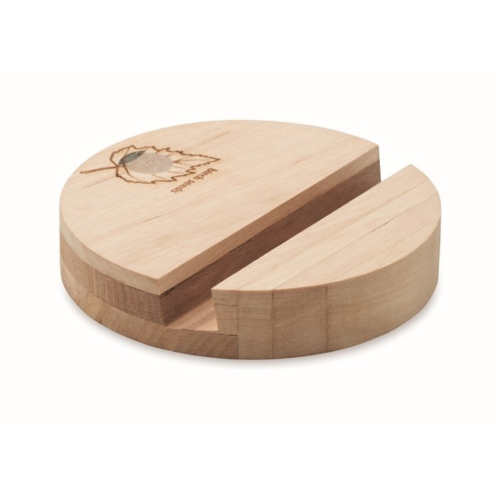 Logo trade promotional gifts image of: Birch Wood phone stand