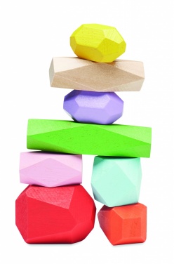 Logo trade promotional giveaways image of: 8 stacking wood rocks in pouch