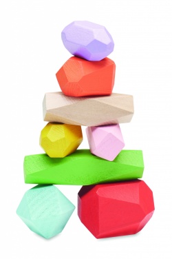 Logo trade promotional item photo of: 8 stacking wood rocks in pouch