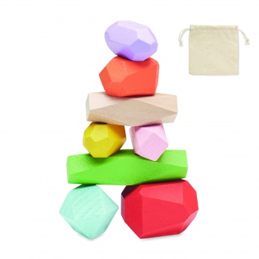 Logo trade promotional merchandise image of: 8 stacking wood rocks in pouch