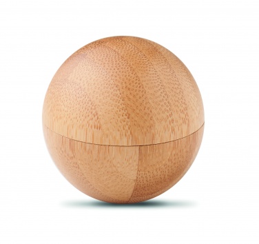 Logo trade promotional giveaway photo of: Lip balm in round bamboo case