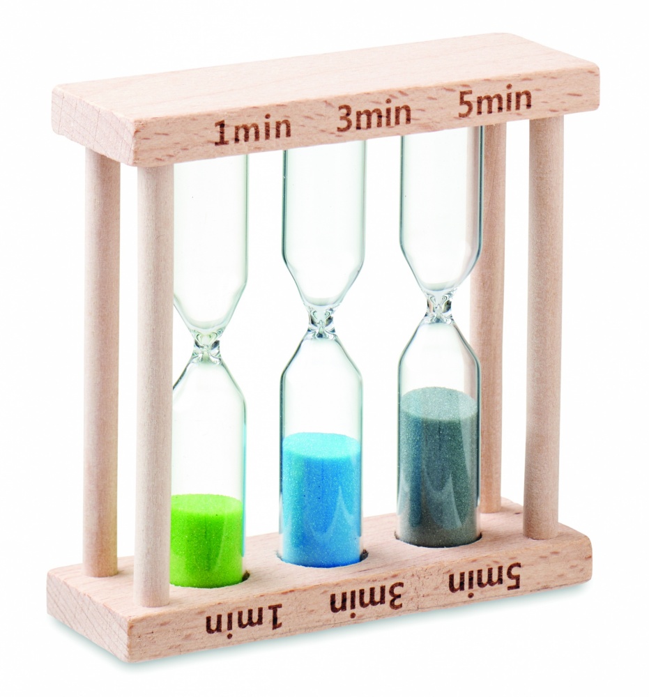 Logo trade advertising products image of: Set of 3 wooden sand timer