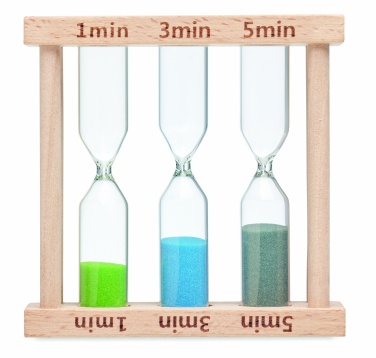 Logo trade promotional giveaway photo of: Set of 3 wooden sand timer