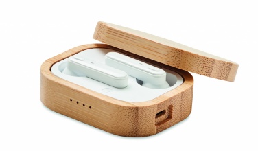 Logo trade promotional giveaway photo of: TWS earbuds in bamboo case