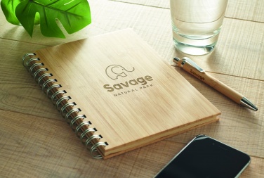 Logo trade promotional products image of: A5 ring bound Bamboo notebook