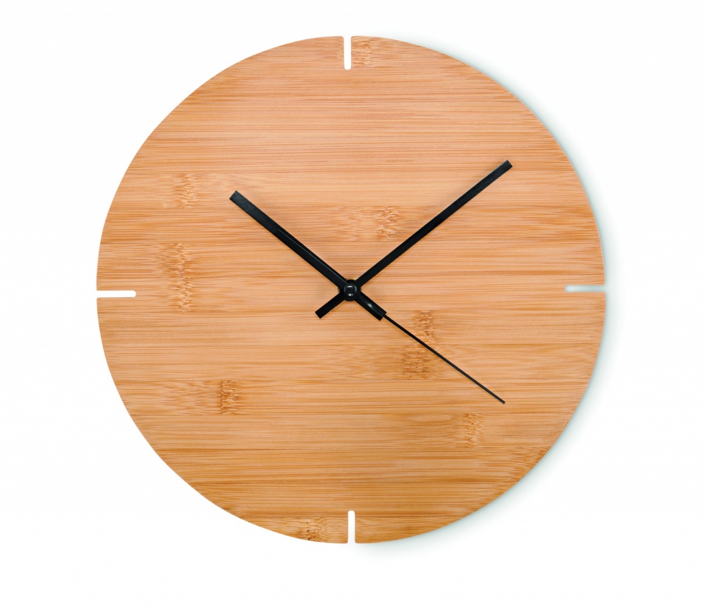 Logo trade promotional gifts image of: Round shape bamboo wall clock