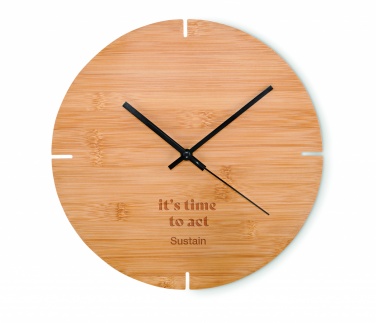 Logotrade promotional giveaway image of: Round shape bamboo wall clock