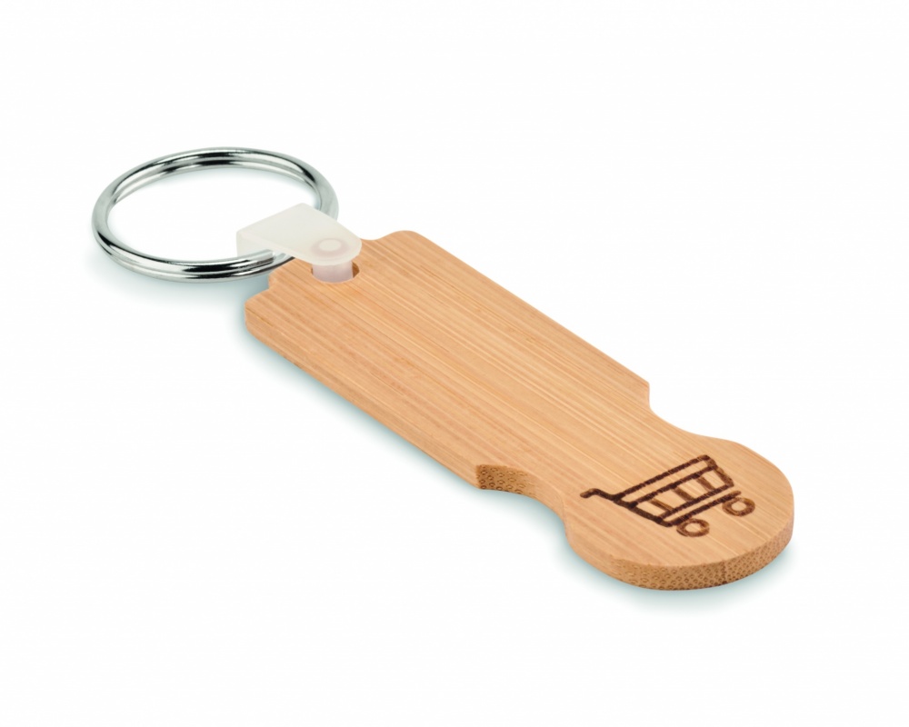 Logo trade promotional items picture of: Bamboo euro token key ring Rauma