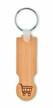 Logo trade advertising products image of: Bamboo euro token key ring Rauma