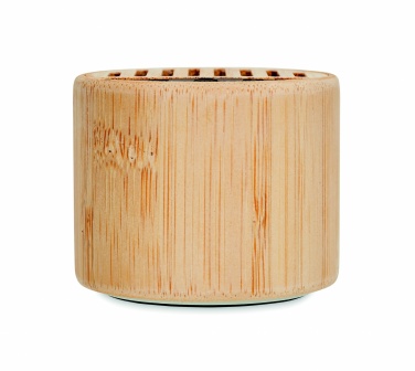 Logo trade promotional gifts picture of: Round bamboo wireless speaker