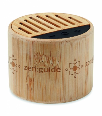 Logo trade promotional gift photo of: Round bamboo wireless speaker