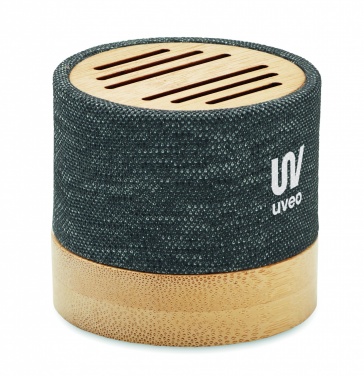 Logo trade corporate gifts image of: Bamboo RPET wireless speaker