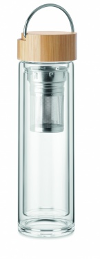 Logotrade corporate gift picture of: Double wall glass bottle 400ml Berlin