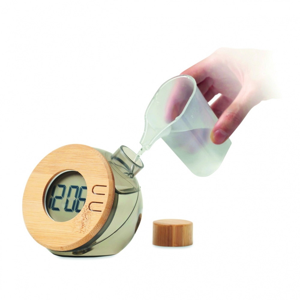 Logotrade promotional giveaways photo of: Water powered bamboo LCD clock