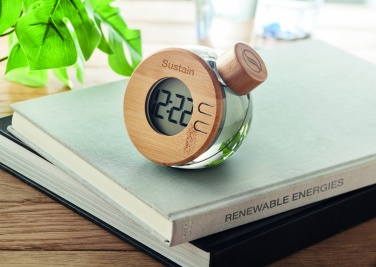 Logo trade business gift photo of: Water powered bamboo LCD clock