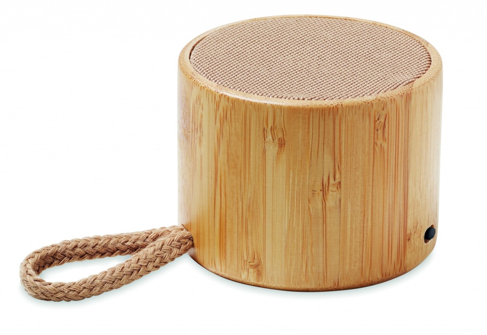 Logo trade promotional gifts picture of: Round bamboo wireless speaker