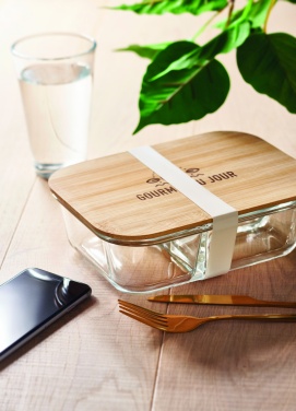 Logo trade promotional giveaways picture of: Glass lunch box with bamboo lid