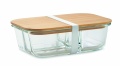 Glass lunch box with bamboo lid, Transparent