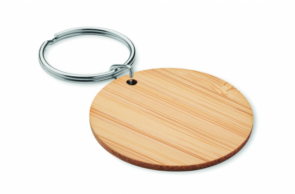 Logotrade promotional merchandise image of: Round bamboo key ring Pieksämäki