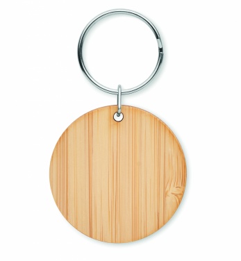 Logo trade business gifts image of: Round bamboo key ring Pieksämäki