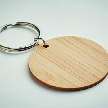 Logotrade promotional merchandise picture of: Round bamboo key ring Pieksämäki